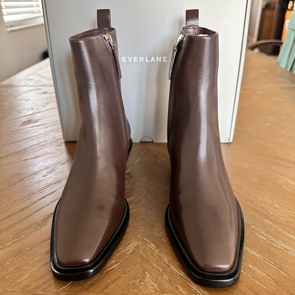 Everlane Brown Leather Heeled Ankle Boots - Picture 3 of 7